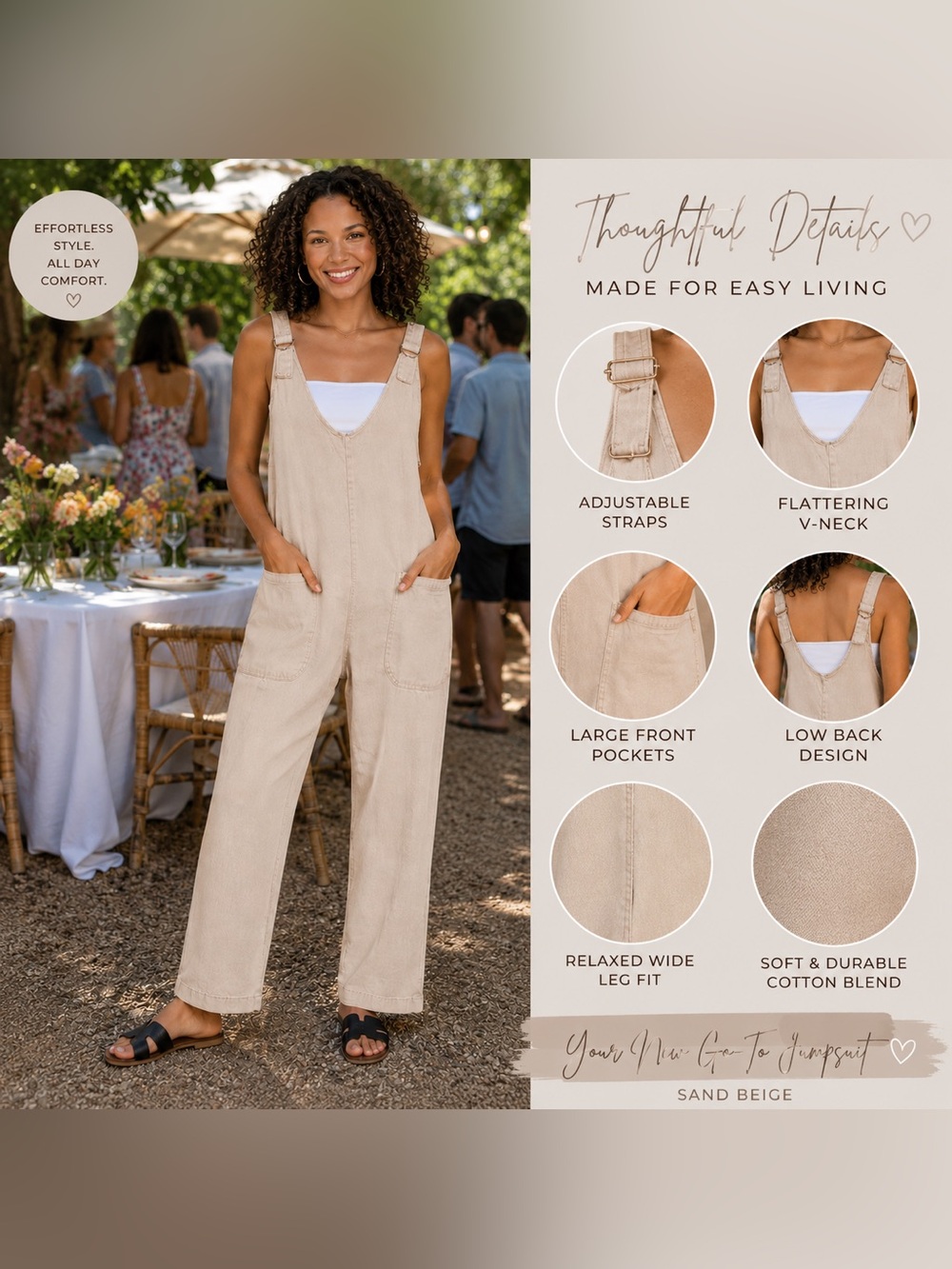 🆕 Sand Beige Denim Overall Jumpsuit NWT Adjustable Straps Stretch Romper
S M L